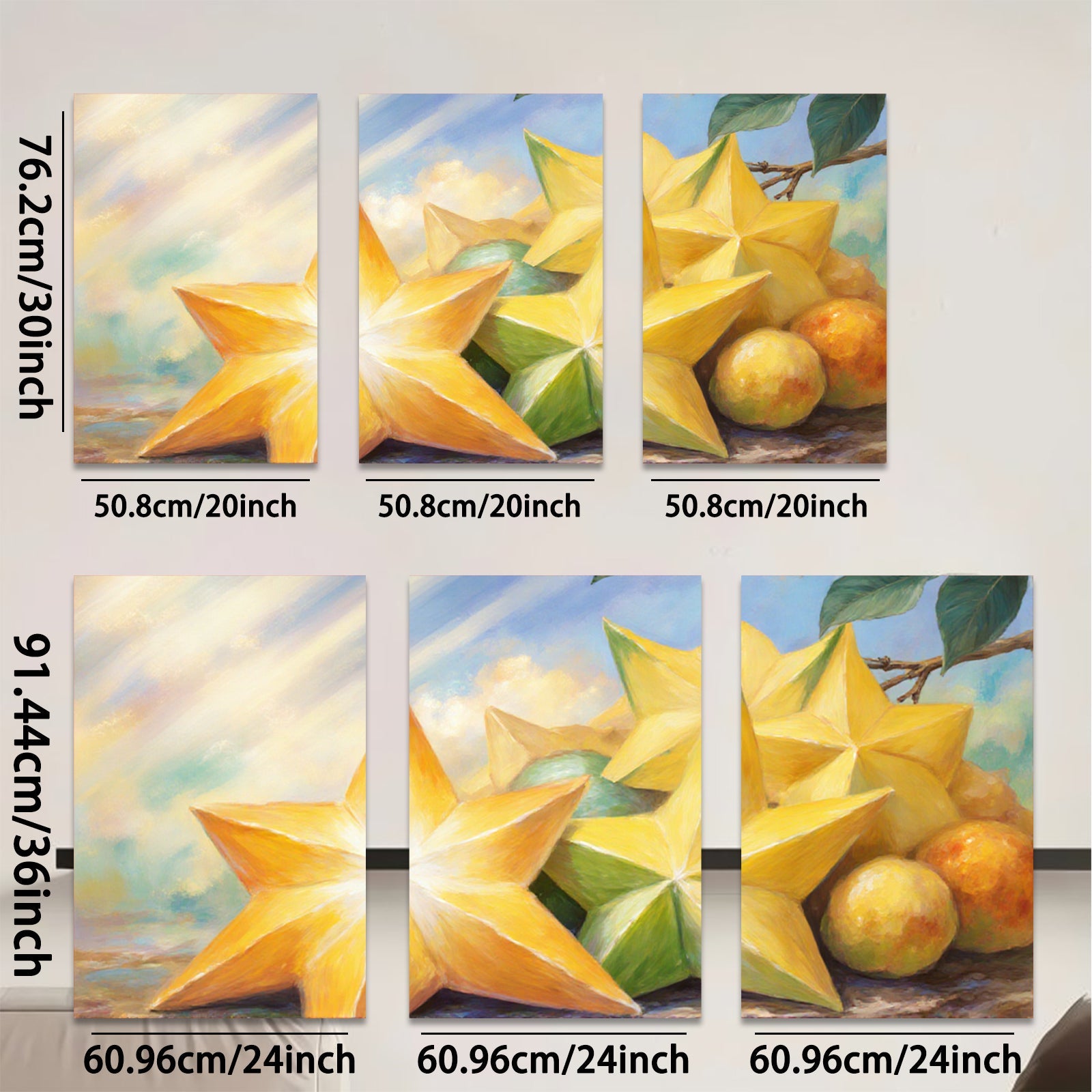 2D flat 1pc starts vibrant tropical fruit still life kitchen dining room wall decor farmhouse style botanical prints gallery wrapped canvas