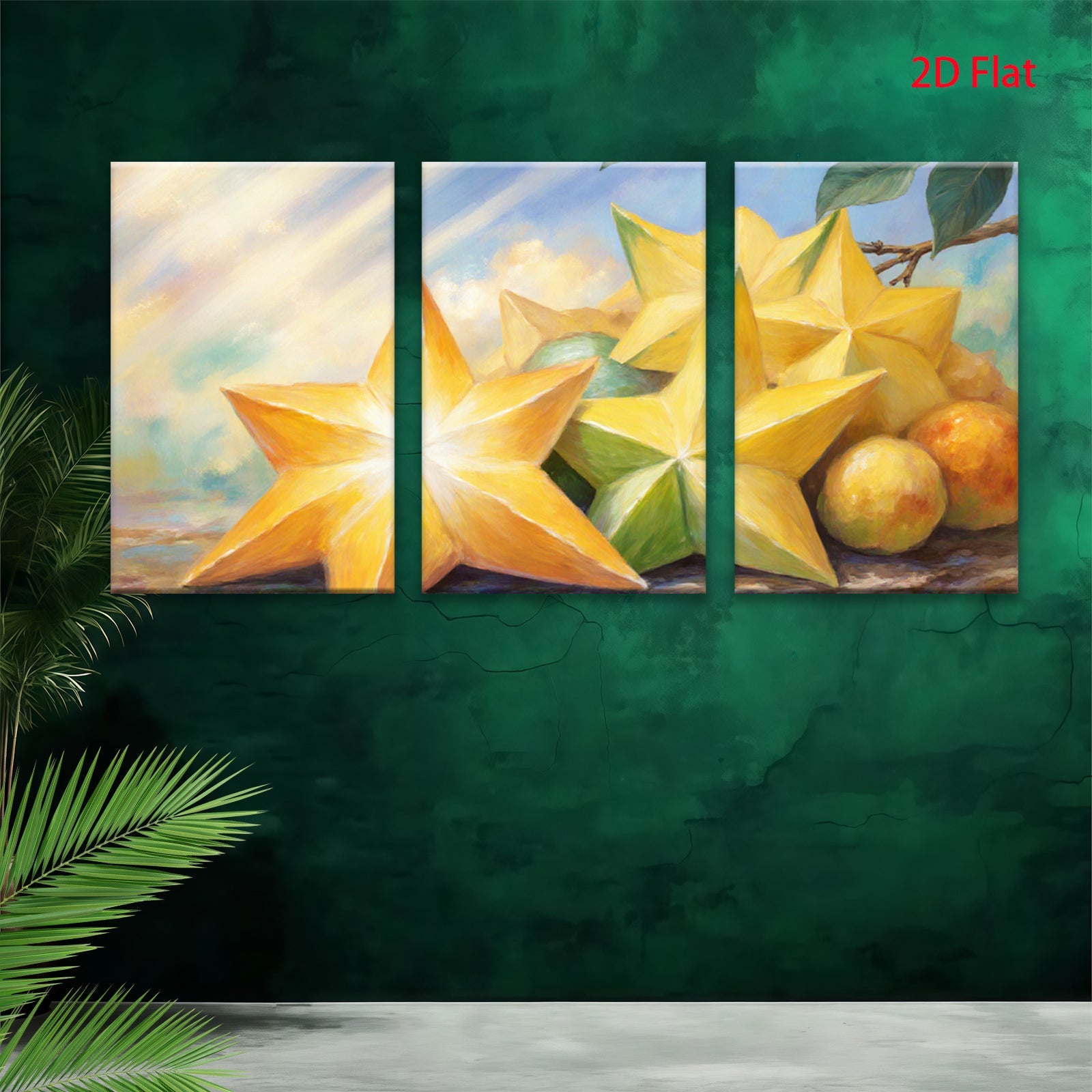 2D flat 1pc starts vibrant tropical fruit still life kitchen dining room wall decor farmhouse style botanical prints gallery wrapped canvas