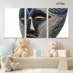 2D flat 1pc striking African mask wall art bold geometric design modern farmhouse living room bedroom decor gallery wrapped canvas print