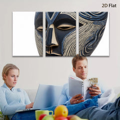 2D flat 1pc striking African mask wall art bold geometric design modern farmhouse living room bedroom decor gallery wrapped canvas print