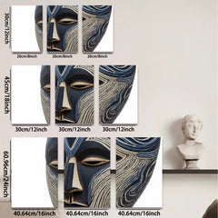 2D flat 1pc striking African mask wall art bold geometric design modern farmhouse living room bedroom decor gallery wrapped canvas print