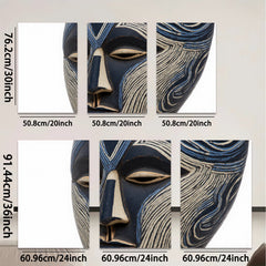 2D flat 1pc striking African mask wall art bold geometric design modern farmhouse living room bedroom decor gallery wrapped canvas print