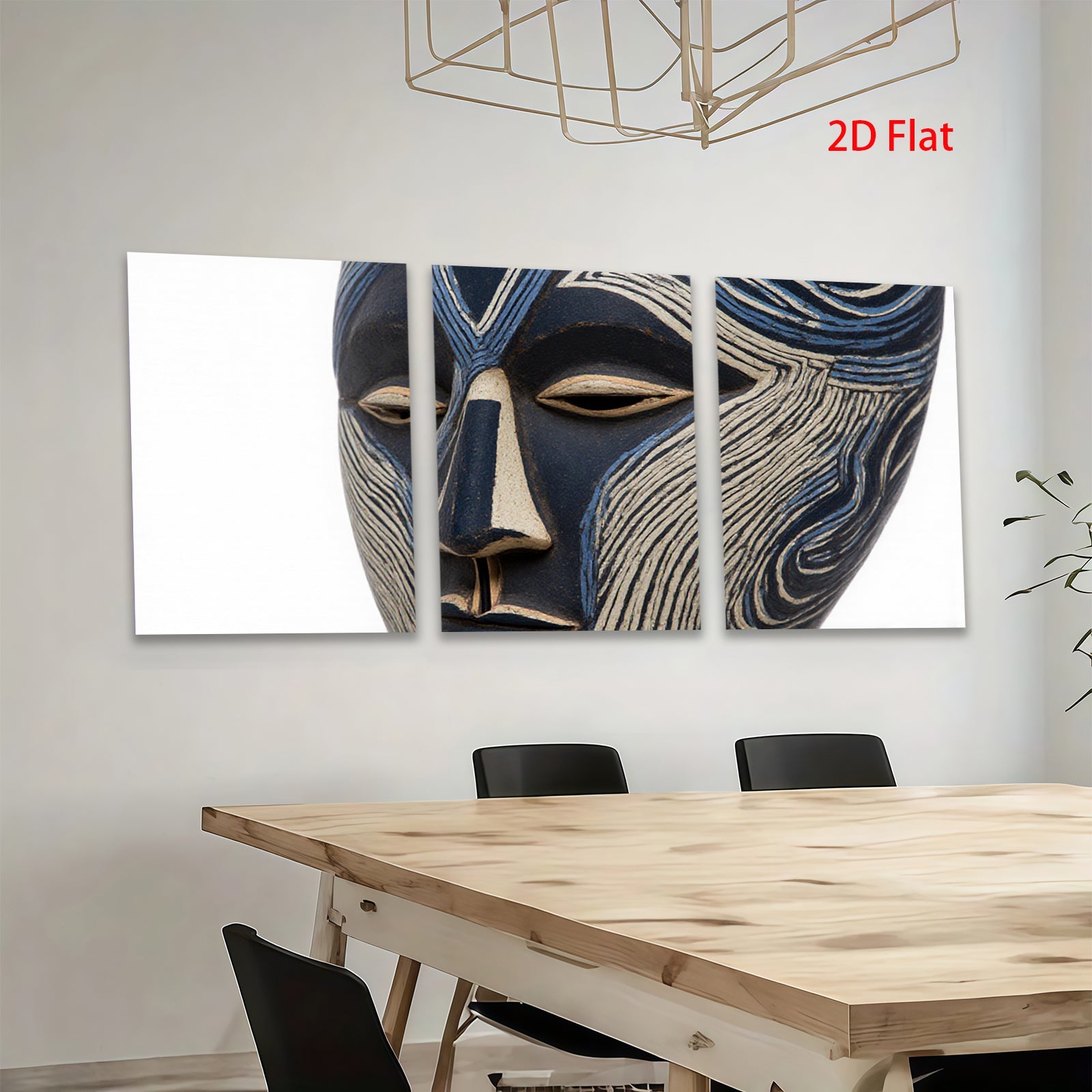 2D flat 1pc striking African mask wall art bold geometric design modern farmhouse living room bedroom decor gallery wrapped canvas print