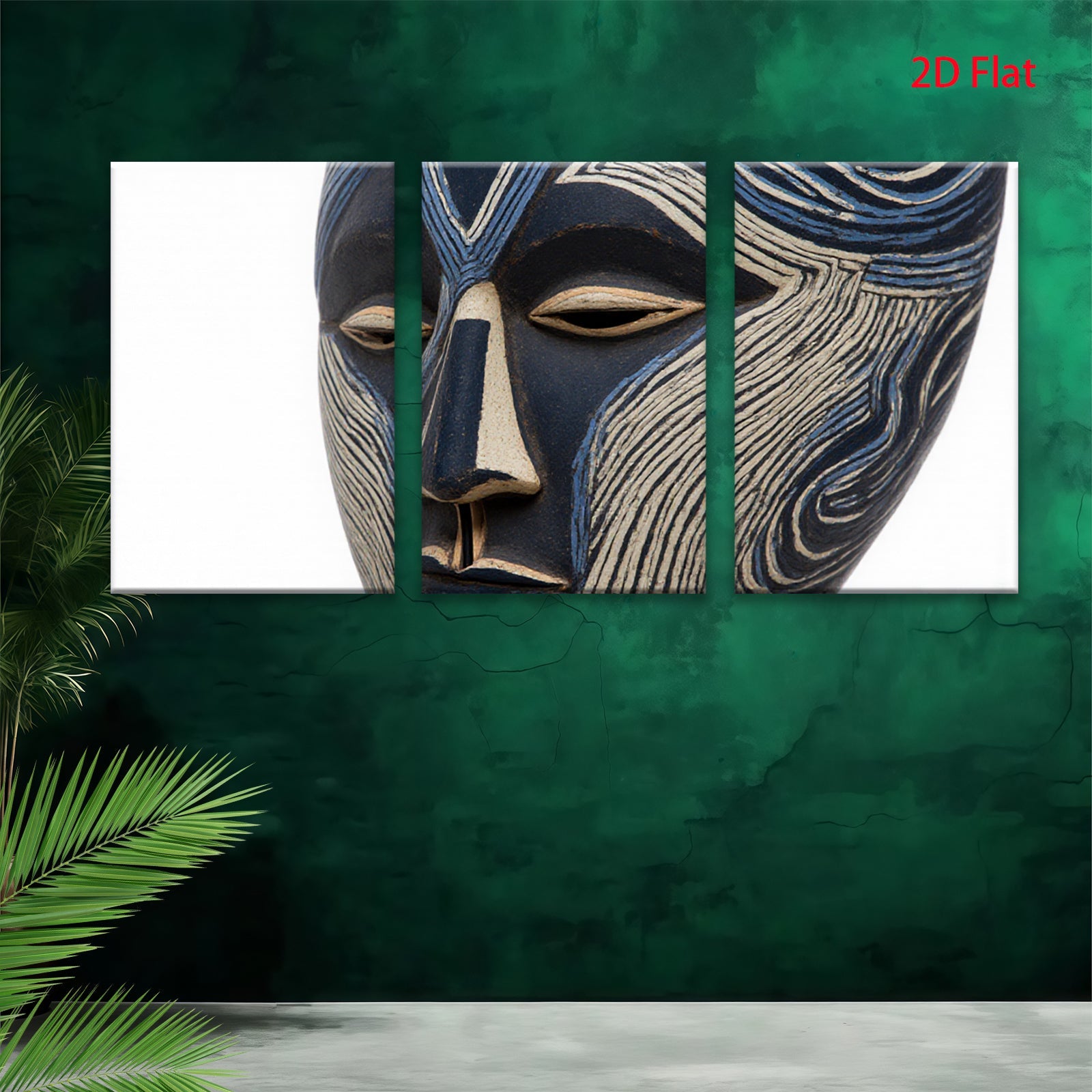 2D flat 1pc striking African mask wall art bold geometric design modern farmhouse living room bedroom decor gallery wrapped canvas print