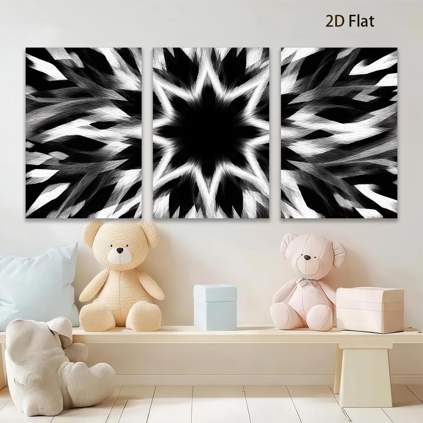 2D flat 1pc striking black white abstract swirl modern farmhouse wall art decor living room bedroom office gallery wrapped canvas prints ready to hang large size statement piece