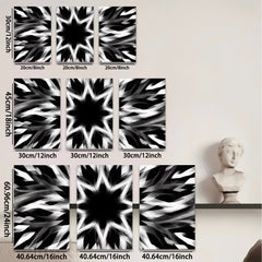2D flat 1pc striking black white abstract swirl modern farmhouse wall art decor living room bedroom office gallery wrapped canvas prints ready to hang large size statement piece