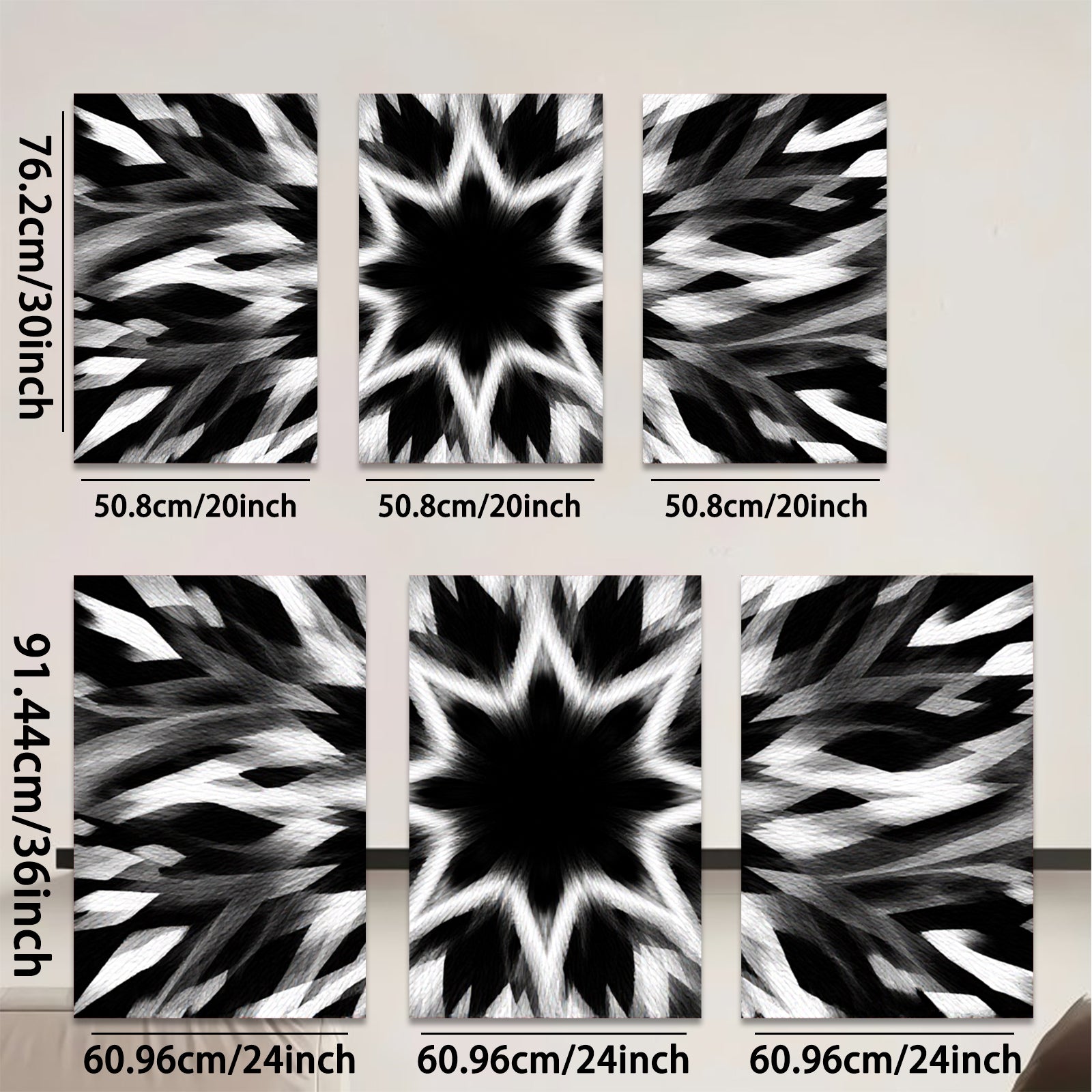2D flat 1pc striking black white abstract swirl modern farmhouse wall art decor living room bedroom office gallery wrapped canvas prints ready to hang large size statement piece