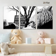 2D flat 1pc striking black wolf portrait canvas wall art for living room bedroom gallery wrapped modern farmhouse rustic decor cozy vibes trending now