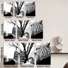 2D flat 1pc striking black wolf portrait canvas wall art for living room bedroom gallery wrapped modern farmhouse rustic decor cozy vibes trending now