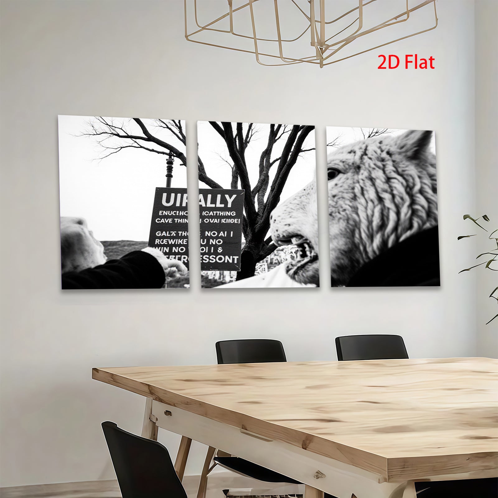 2D flat 1pc striking black wolf portrait canvas wall art for living room bedroom gallery wrapped modern farmhouse rustic decor cozy vibes trending now