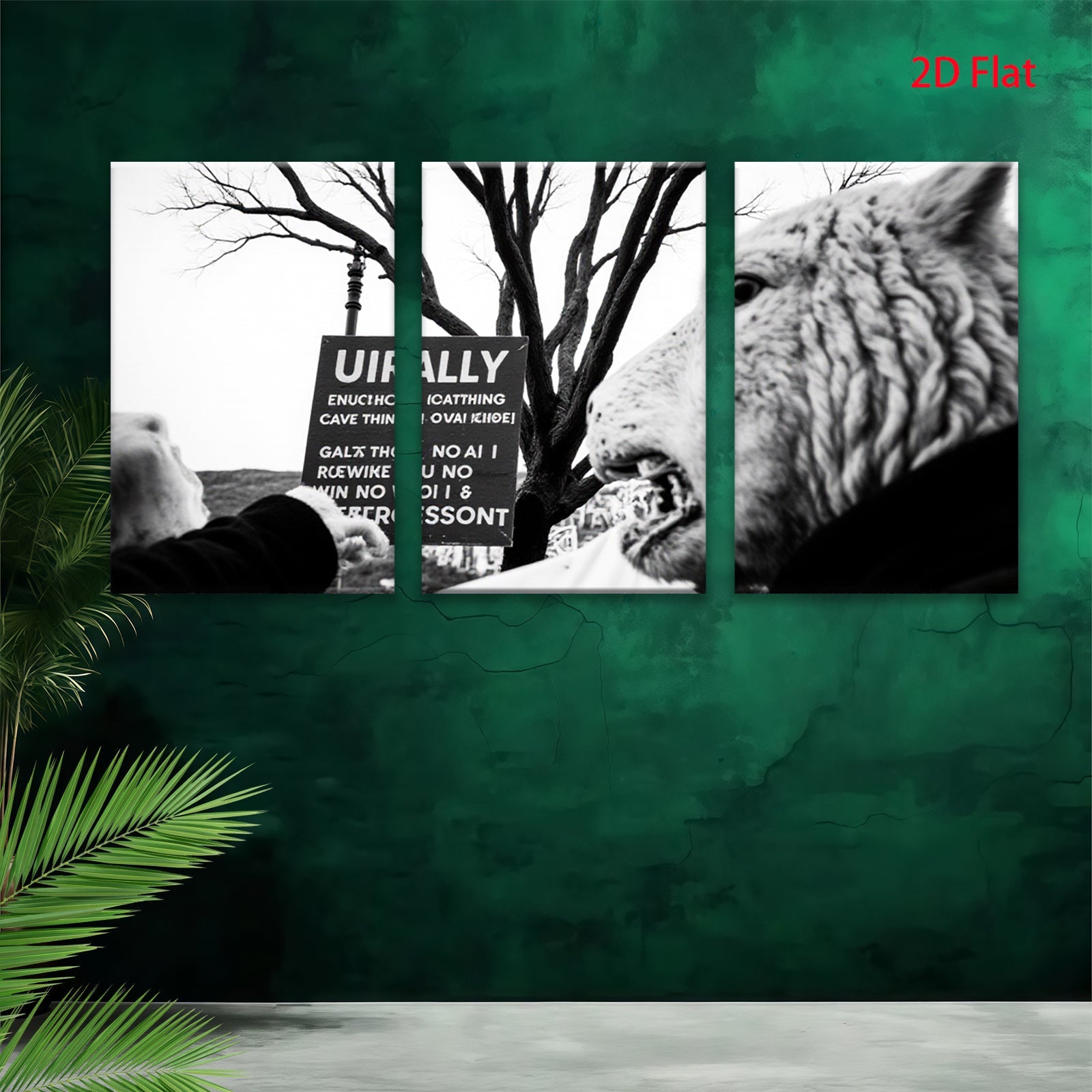 2D flat 1pc striking black wolf portrait canvas wall art for living room bedroom gallery wrapped modern farmhouse rustic decor cozy vibes trending now