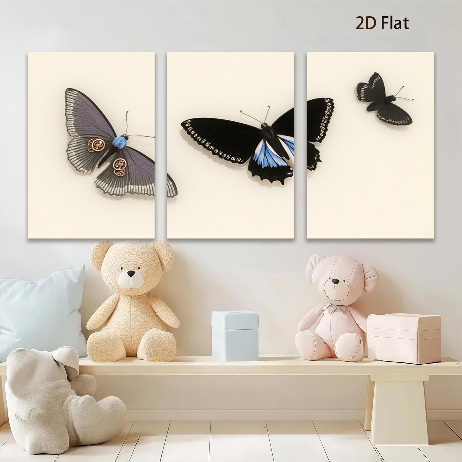 2D flat 1pc striking blue butterfly wall art modern farmhouse living room bedroom decor gallery wrapped canvas prints stylish accent piece trending now