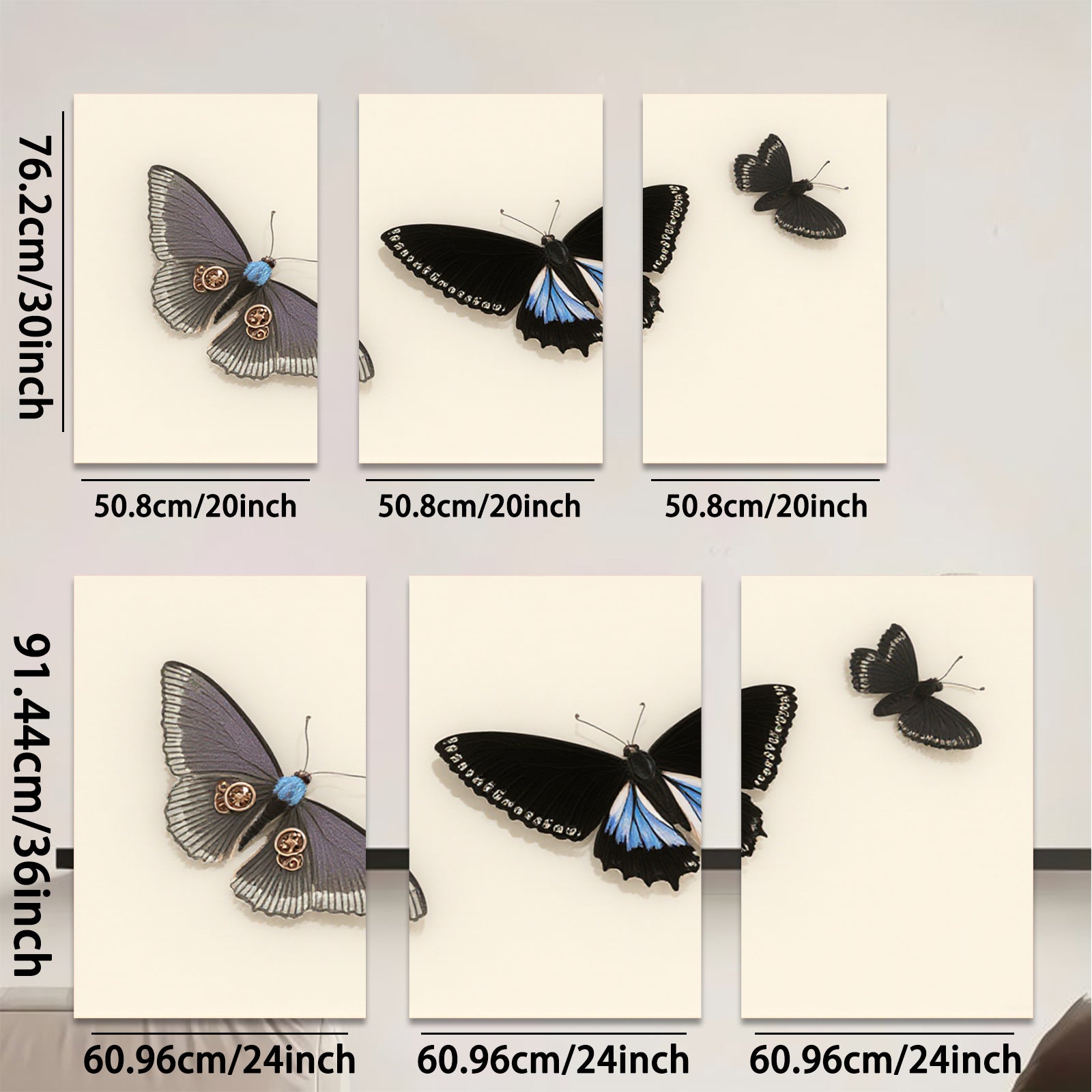 2D flat 1pc striking blue butterfly wall art modern farmhouse living room bedroom decor gallery wrapped canvas prints stylish accent piece trending now