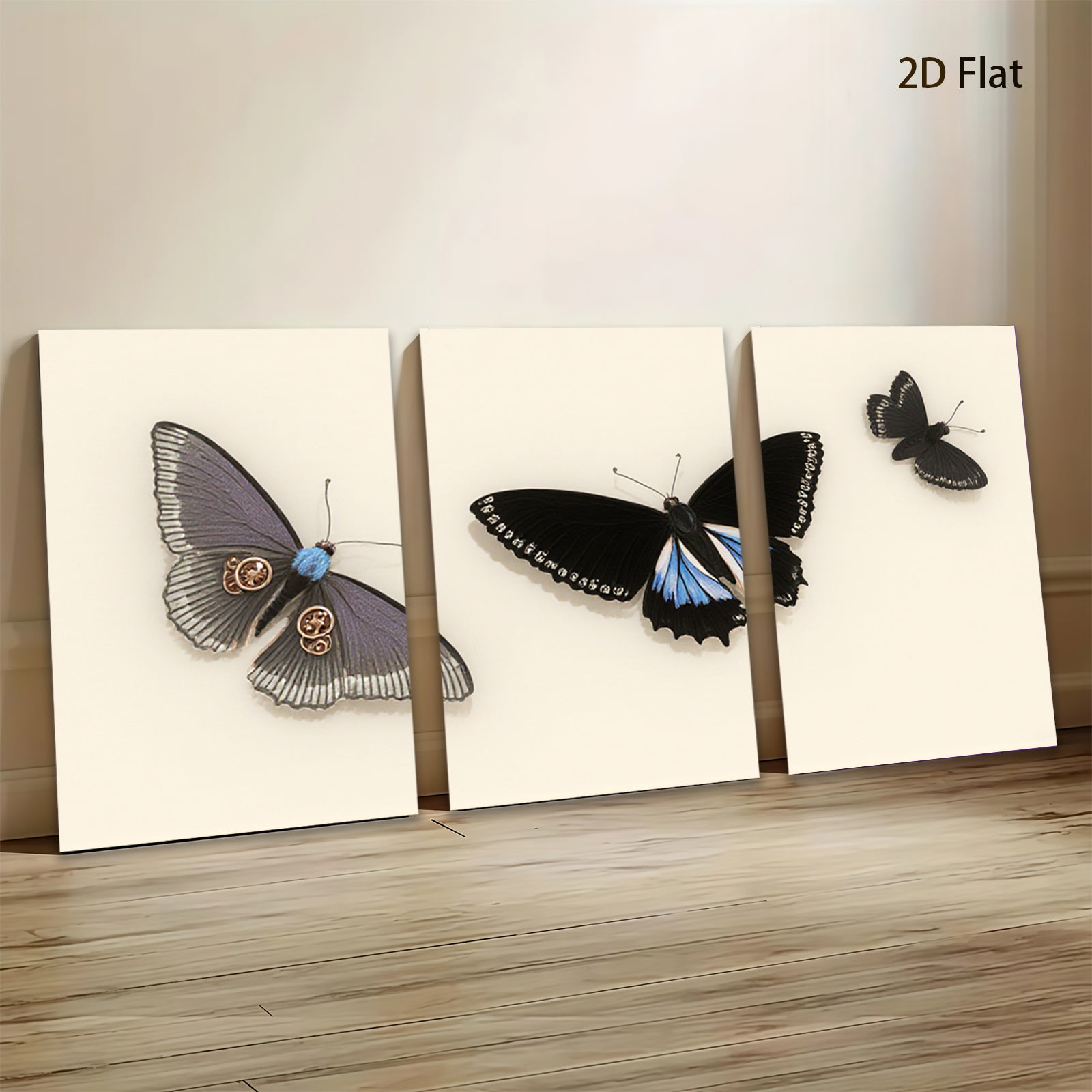 2D flat 1pc striking blue butterfly wall art modern farmhouse living room bedroom decor gallery wrapped canvas prints stylish accent piece trending now