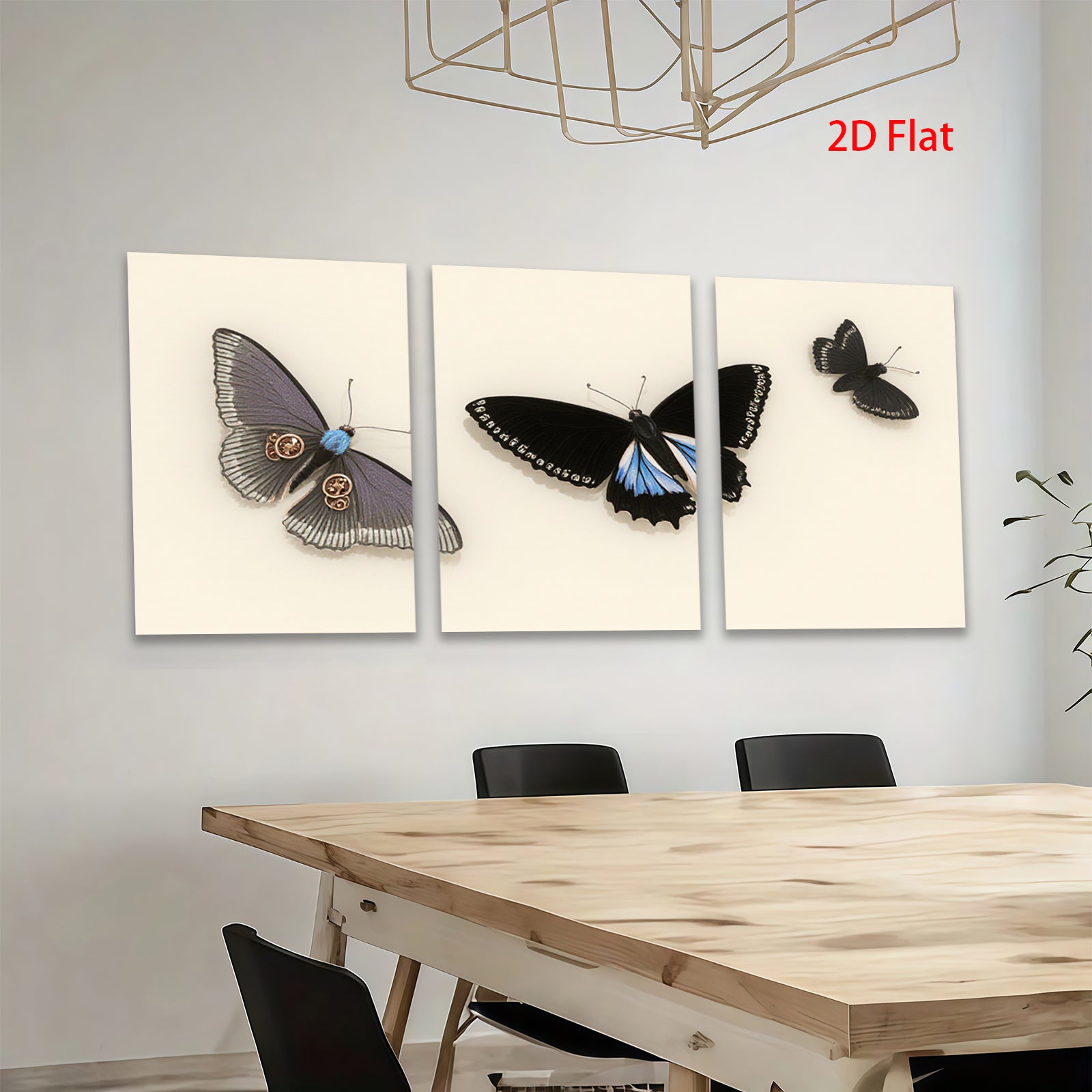2D flat 1pc striking blue butterfly wall art modern farmhouse living room bedroom decor gallery wrapped canvas prints stylish accent piece trending now