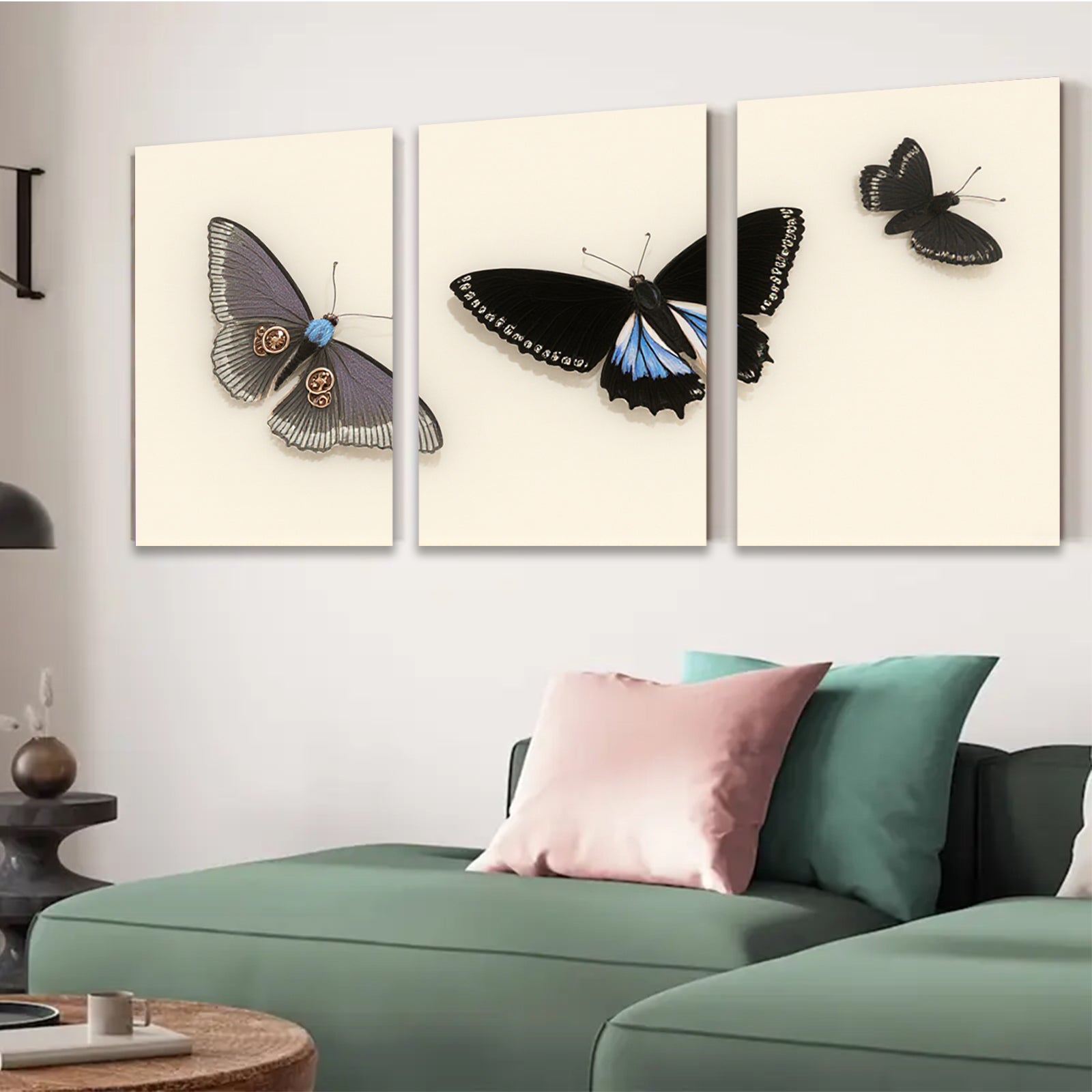 2D flat 1pc striking blue butterfly wall art modern farmhouse living room bedroom decor gallery wrapped canvas prints stylish accent piece trending now