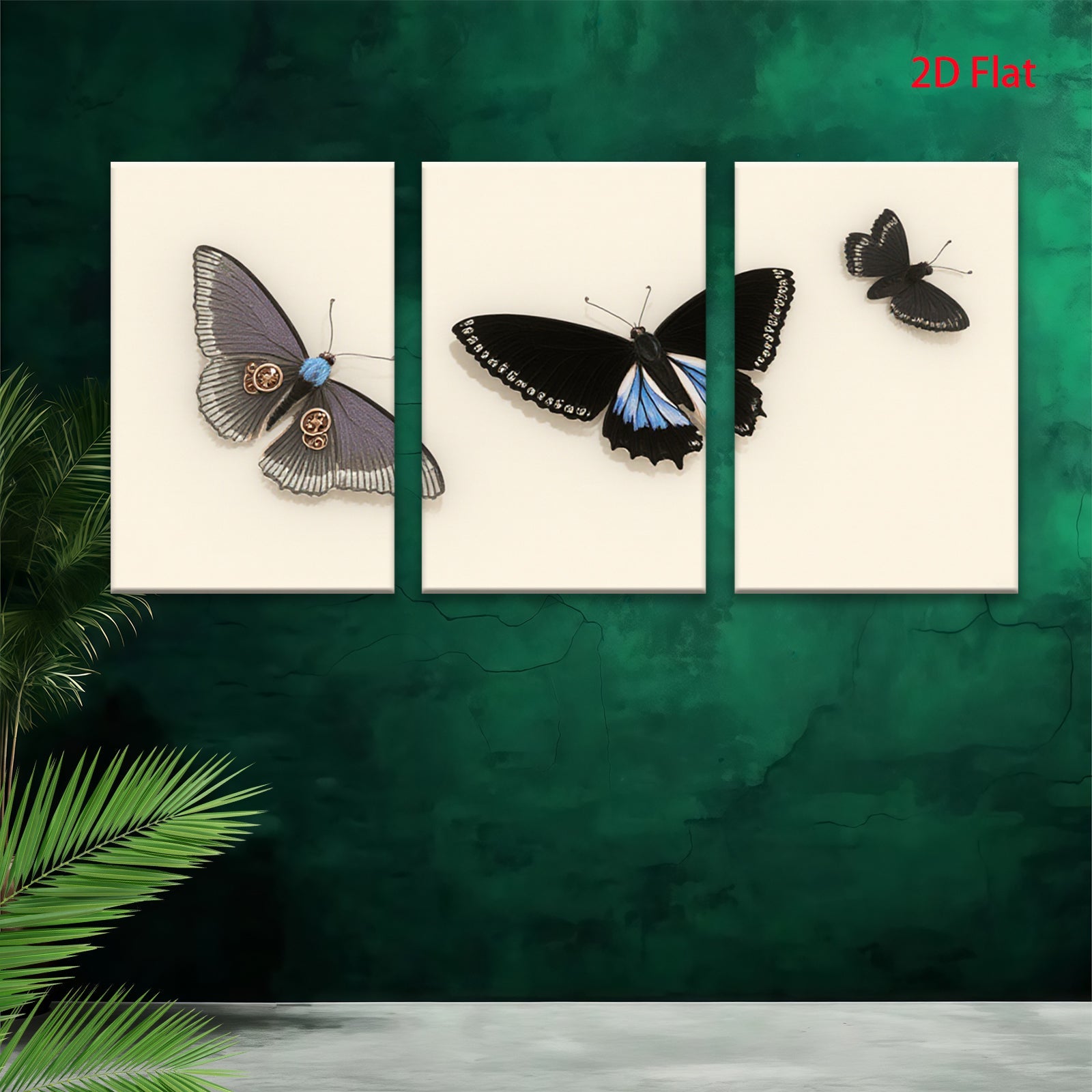 2D flat 1pc striking blue butterfly wall art modern farmhouse living room bedroom decor gallery wrapped canvas prints stylish accent piece trending now