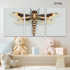2D flat 1pc striking dragonfly wall art botanical insect painting modern farmhouse living room bedroom decor gallery wrapped canvas print