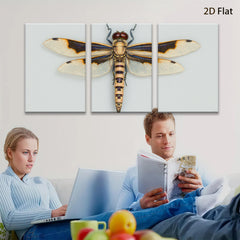 2D flat 1pc striking dragonfly wall art botanical insect painting modern farmhouse living room bedroom decor gallery wrapped canvas print