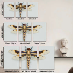 2D flat 1pc striking dragonfly wall art botanical insect painting modern farmhouse living room bedroom decor gallery wrapped canvas print