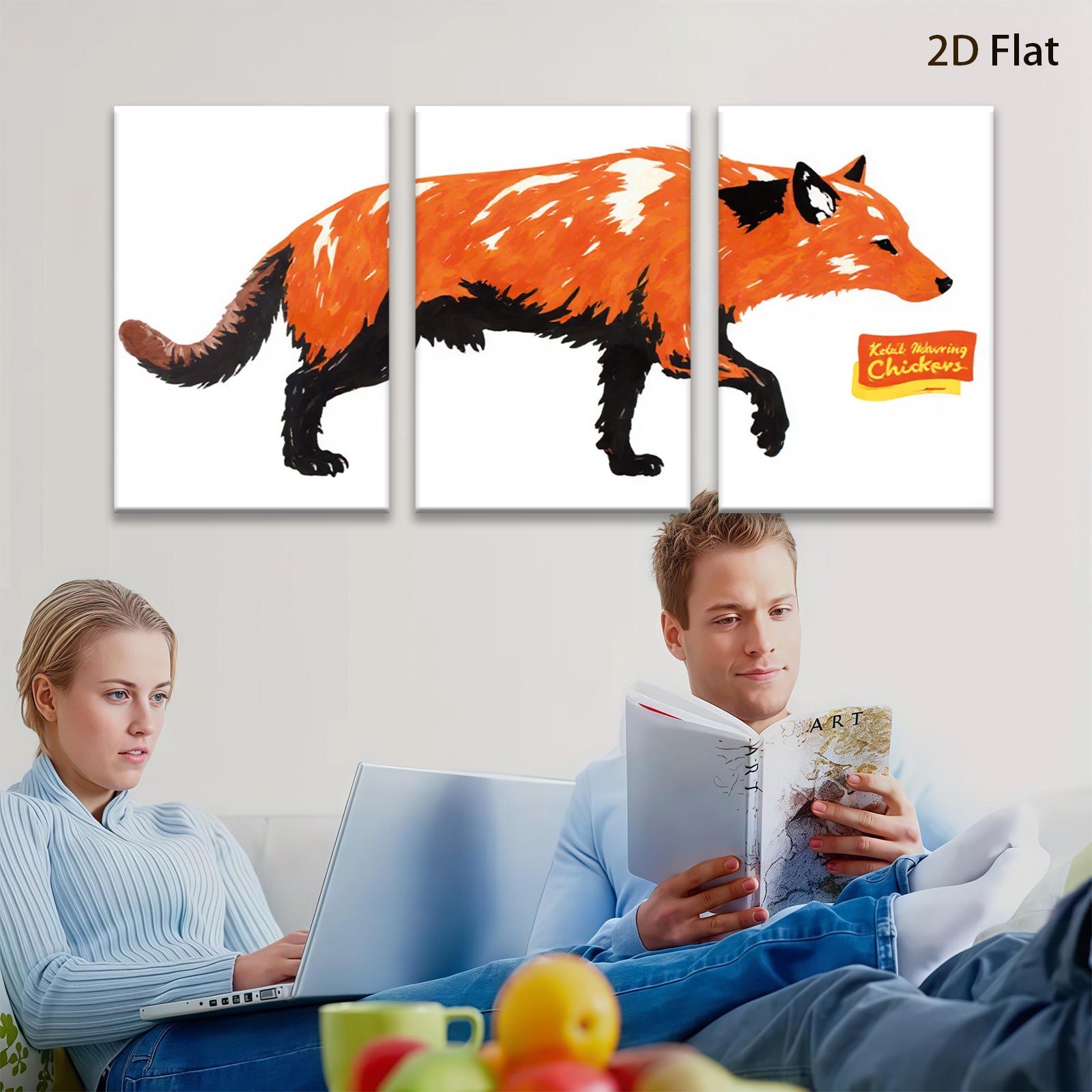 2D flat 1pc striking fox wall art modern farmhouse living room bedroom gallery wrapped canvas prints home decor gifts