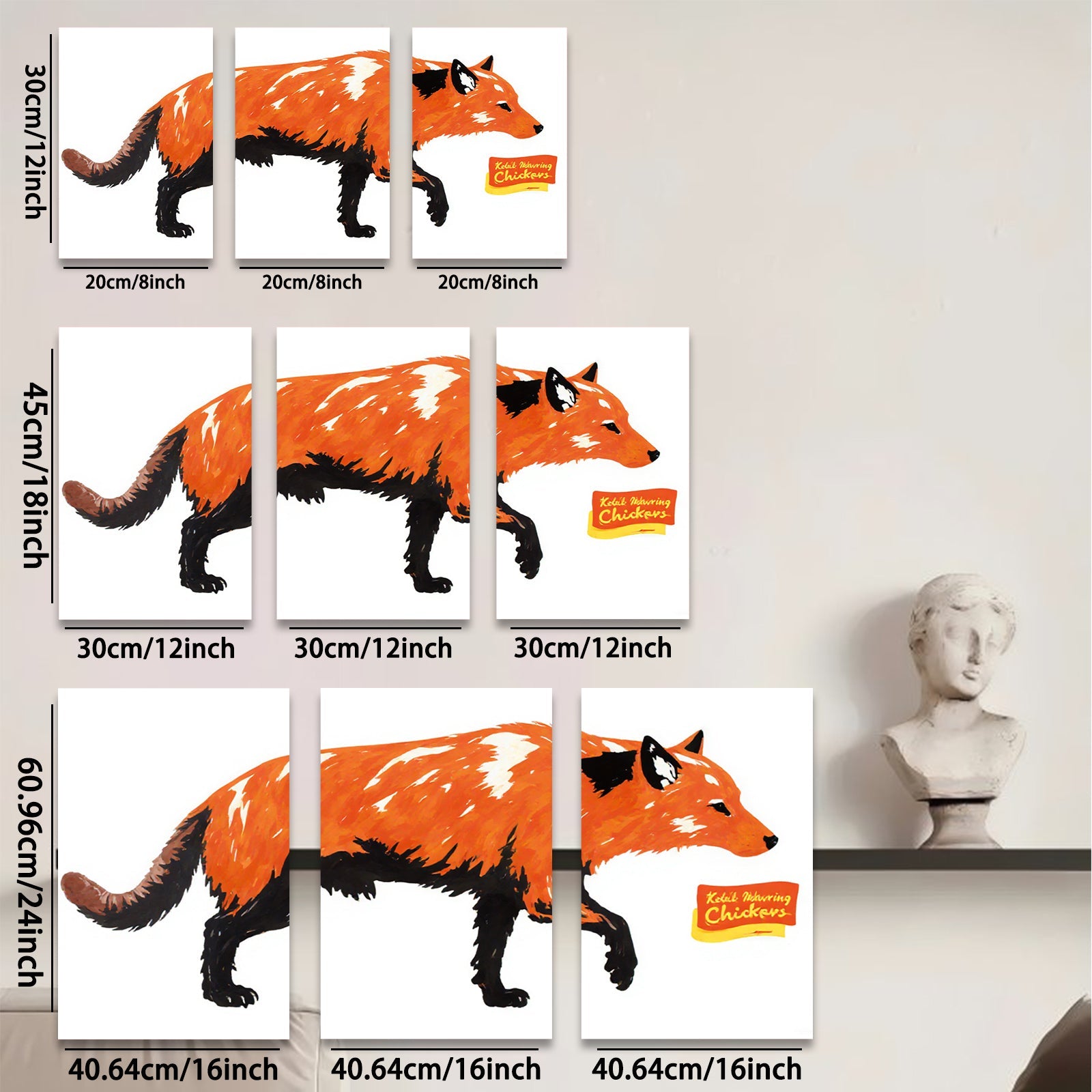 2D flat 1pc striking fox wall art modern farmhouse living room bedroom gallery wrapped canvas prints home decor gifts