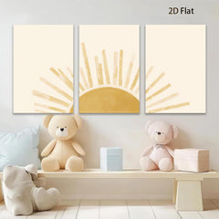2D flat 1pc sunburst golden rays wall art decor for living room bedroom farmhouse aesthetic gallery wrapped canvas print modern minimalist design cozy vibes trending now