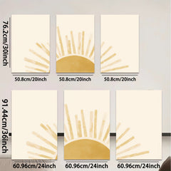2D flat 1pc sunburst golden rays wall art decor for living room bedroom farmhouse aesthetic gallery wrapped canvas print modern minimalist design cozy vibes trending now