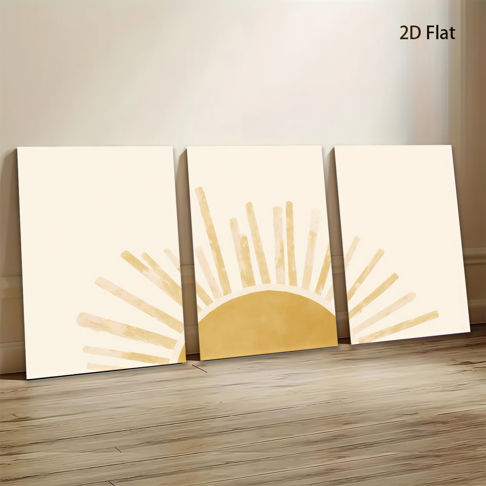 2D flat 1pc sunburst golden rays wall art decor for living room bedroom farmhouse aesthetic gallery wrapped canvas print modern minimalist design cozy vibes trending now