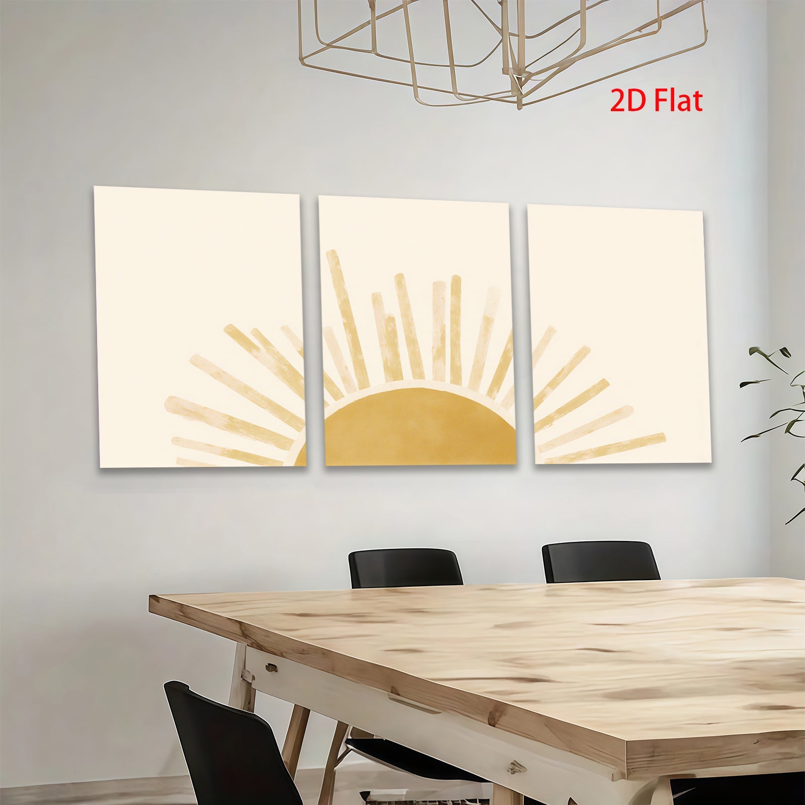 2D flat 1pc sunburst golden rays wall art decor for living room bedroom farmhouse aesthetic gallery wrapped canvas print modern minimalist design cozy vibes trending now