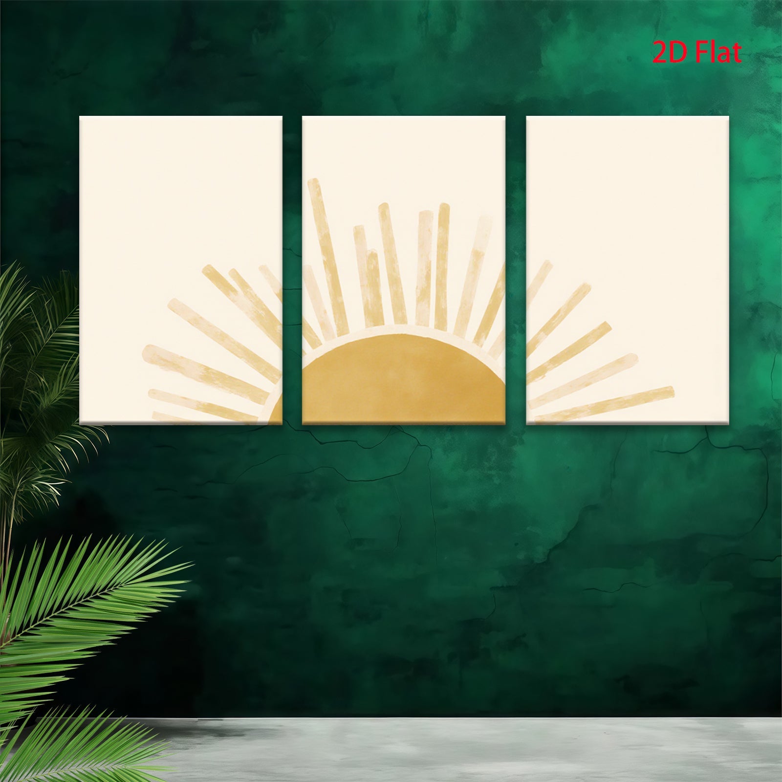 2D flat 1pc sunburst golden rays wall art decor for living room bedroom farmhouse aesthetic gallery wrapped canvas print modern minimalist design cozy vibes trending now