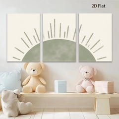 2D flat 1pc sunburst minimalist wall art canvas print for living room bedroom office farmhouse decor botanical aesthetic gallery wrapped modern farmhouse style