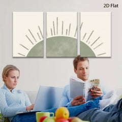 2D flat 1pc sunburst minimalist wall art canvas print for living room bedroom office farmhouse decor botanical aesthetic gallery wrapped modern farmhouse style