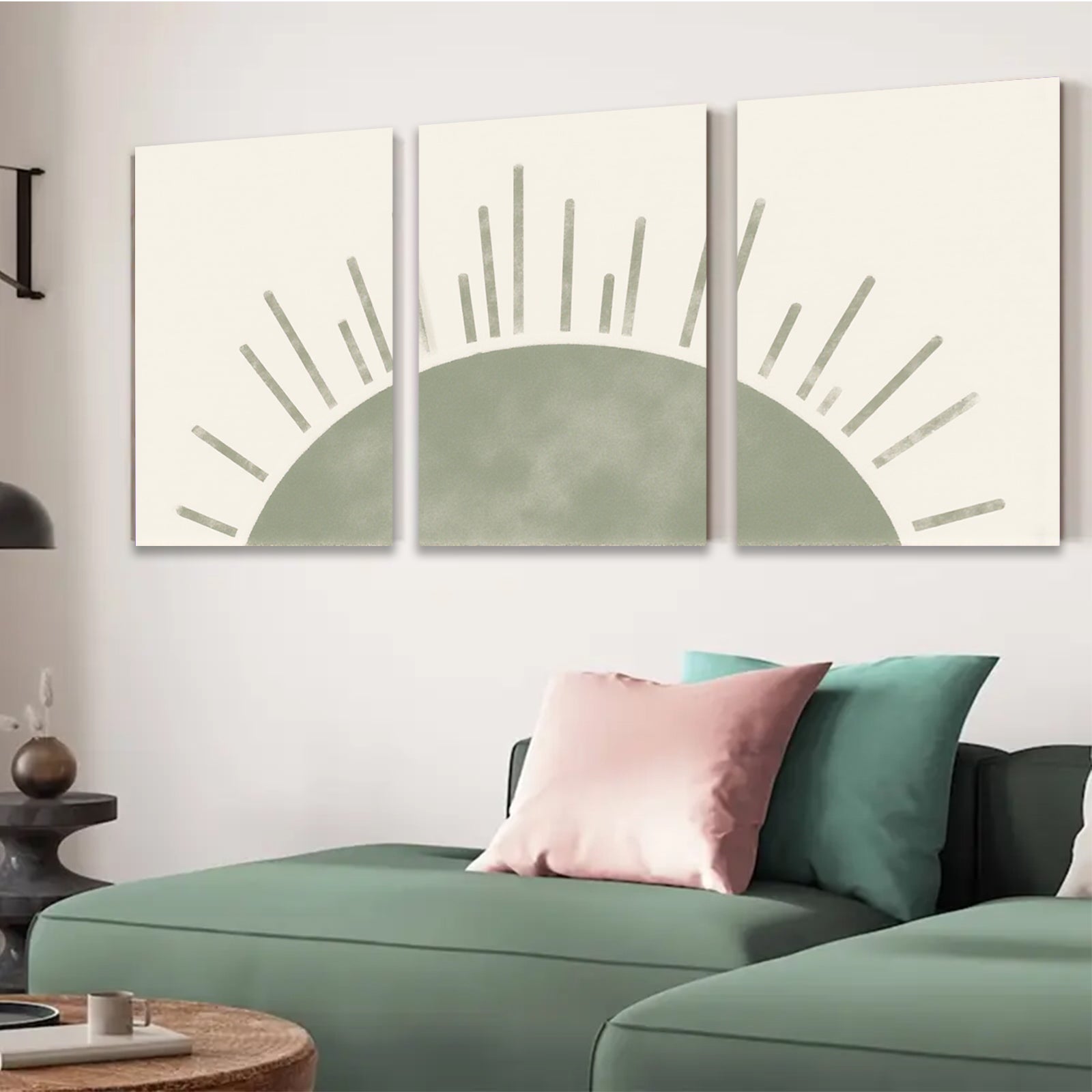 2D flat 1pc sunburst minimalist wall art canvas print for living room bedroom office farmhouse decor botanical aesthetic gallery wrapped modern farmhouse style