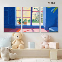2D flat 1pc sunlit porch plants blooming garden view farmhouse wall art bedroom living room modern gallery wrapped canvas prints