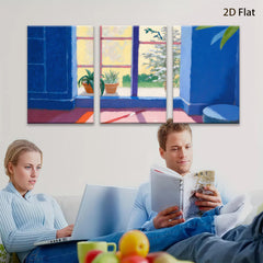 2D flat 1pc sunlit porch plants blooming garden view farmhouse wall art bedroom living room modern gallery wrapped canvas prints