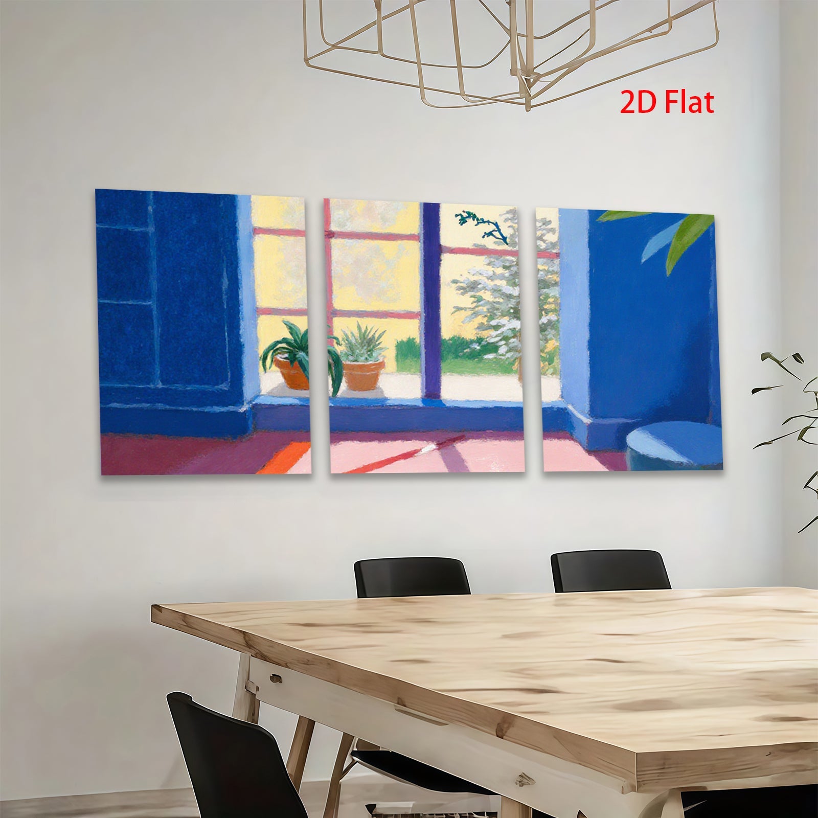 2D flat 1pc sunlit porch plants blooming garden view farmhouse wall art bedroom living room modern gallery wrapped canvas prints