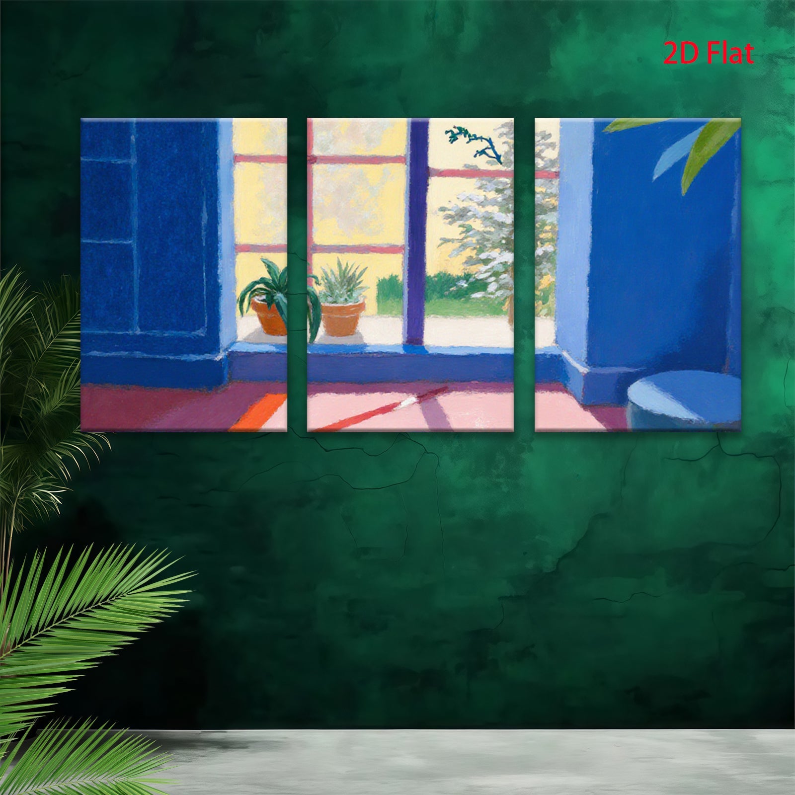 2D flat 1pc sunlit porch plants blooming garden view farmhouse wall art bedroom living room modern gallery wrapped canvas prints