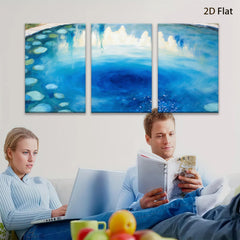 2D flat 1pc swirling blue fountain garden wall art canvas prints for living room bedroom modern farmhouse decor gallery wrapped timeless beauty