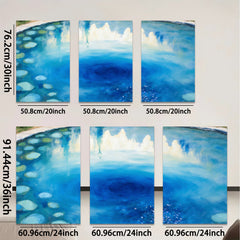 2D flat 1pc swirling blue fountain garden wall art canvas prints for living room bedroom modern farmhouse decor gallery wrapped timeless beauty