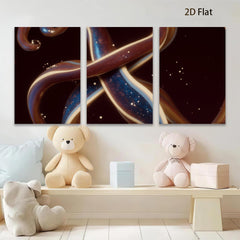 2D flat 1pc swirling bronze ribbons abstract wall art for living room bedroom modern farmhouse gallery wrapped canvas prints coastal decor