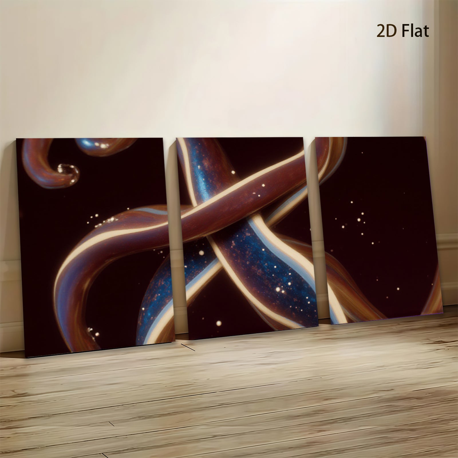 2D flat 1pc swirling bronze ribbons abstract wall art for living room bedroom modern farmhouse gallery wrapped canvas prints coastal decor