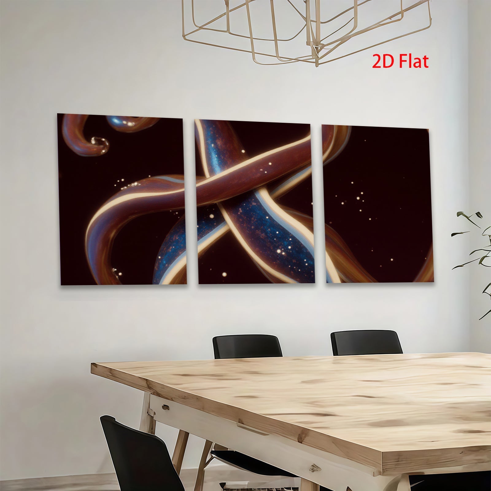2D flat 1pc swirling bronze ribbons abstract wall art for living room bedroom modern farmhouse gallery wrapped canvas prints coastal decor