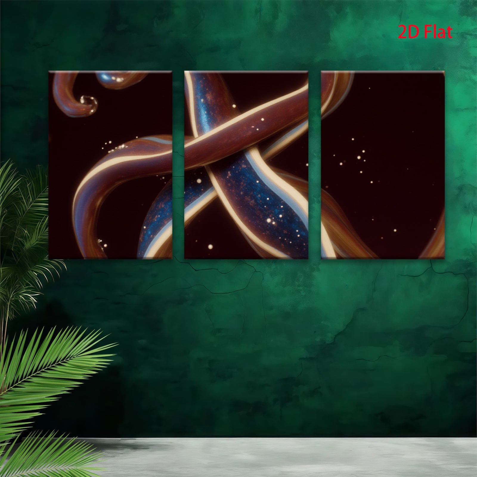 2D flat 1pc swirling bronze ribbons abstract wall art for living room bedroom modern farmhouse gallery wrapped canvas prints coastal decor