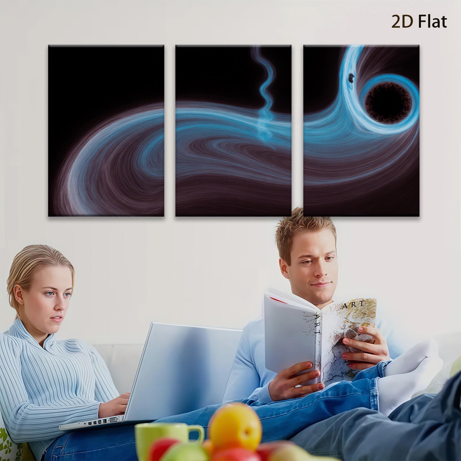 2D flat 1pc swirling cosmic nebula abstract wall art modern home decor living room bedroom canvas prints gallery wrapped ready to hang farmhouse style