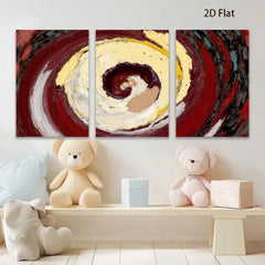 2D flat 1pc swirling crimson gold abstract canvas wall art modern farmhouse living room bedroom decor gallery wrapped timeless style vibrant colors statement piece