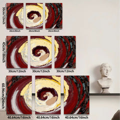 2D flat 1pc swirling crimson gold abstract canvas wall art modern farmhouse living room bedroom decor gallery wrapped timeless style vibrant colors statement piece