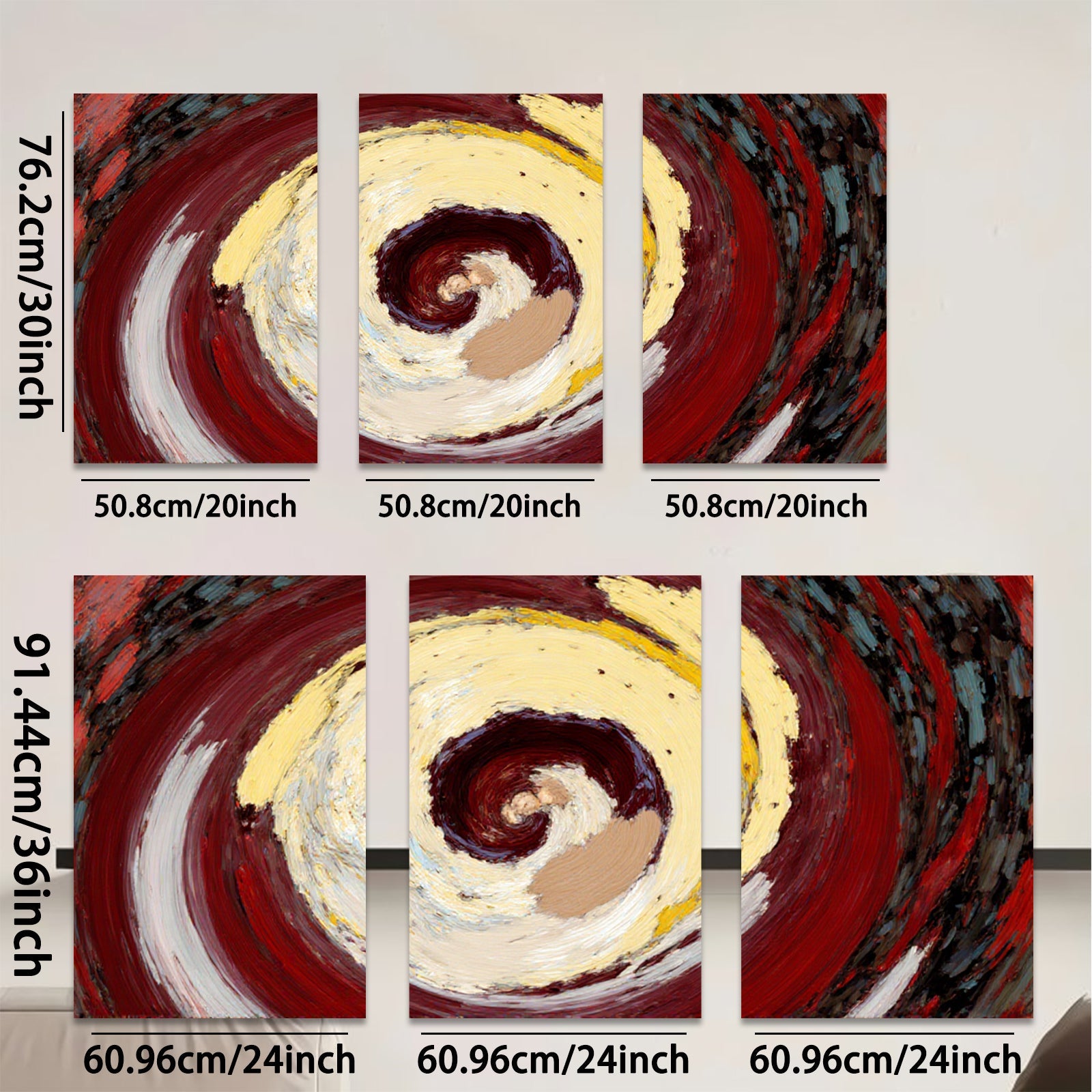 2D flat 1pc swirling crimson gold abstract canvas wall art modern farmhouse living room bedroom decor gallery wrapped timeless style vibrant colors statement piece