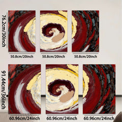 2D flat 1pc swirling crimson gold abstract canvas wall art modern farmhouse living room bedroom decor gallery wrapped timeless style vibrant colors statement piece