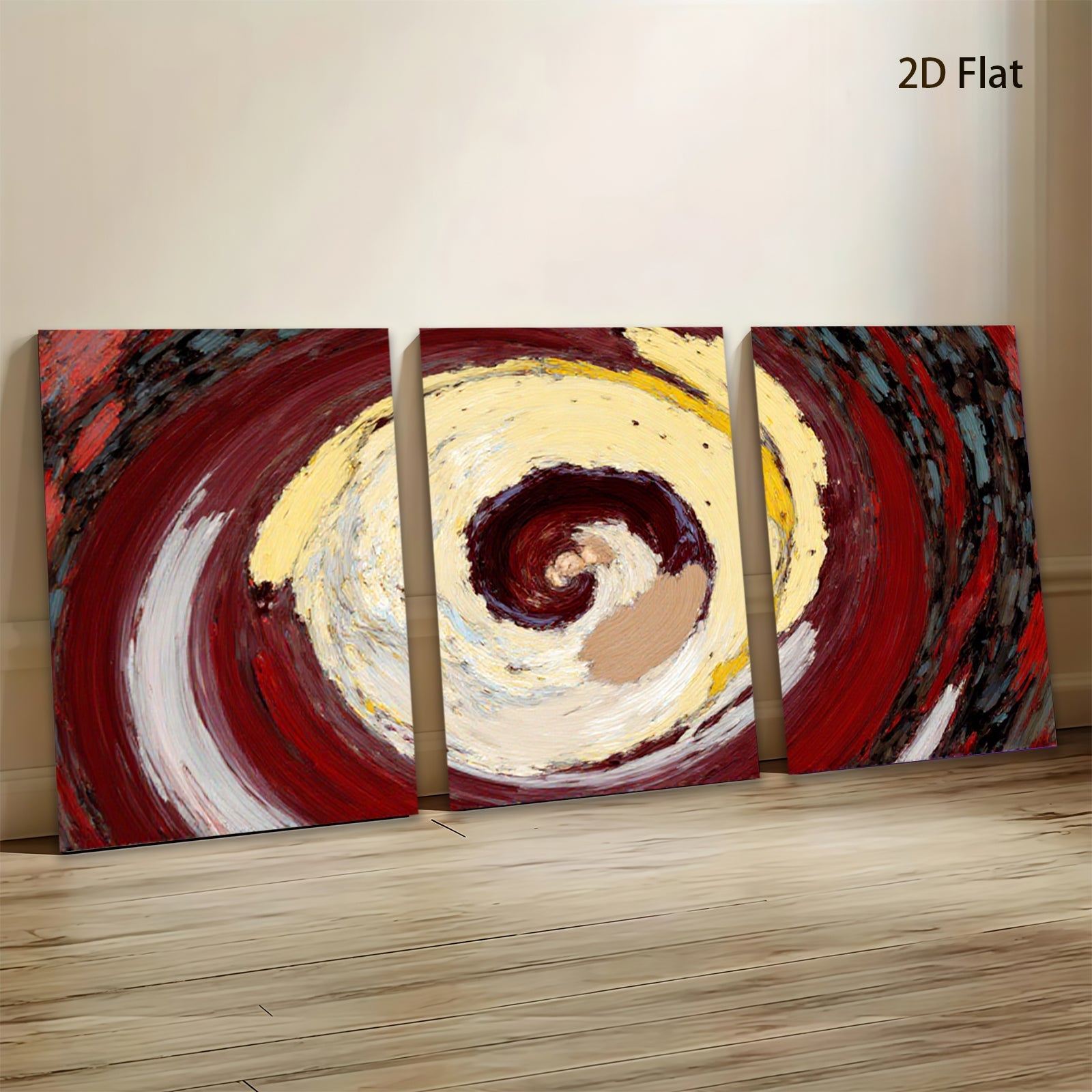 2D flat 1pc swirling crimson gold abstract canvas wall art modern farmhouse living room bedroom decor gallery wrapped timeless style vibrant colors statement piece